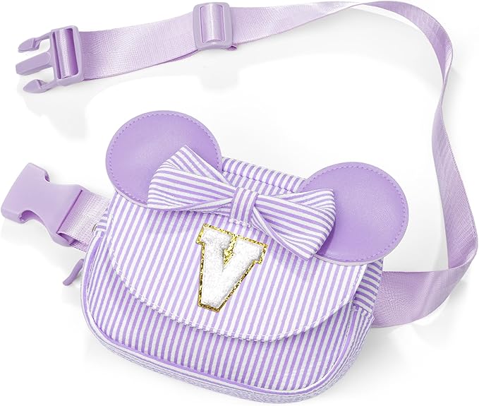 Initial Belt Bag, Small Crossbody Bags for Girls, Gifts for Teen Girls Kids, Girl Friend Bridesmaid Birthday Gift for Kids Daughter Sister Teen Girl Gifts Trendy Stuff Fanny Pack Purple V