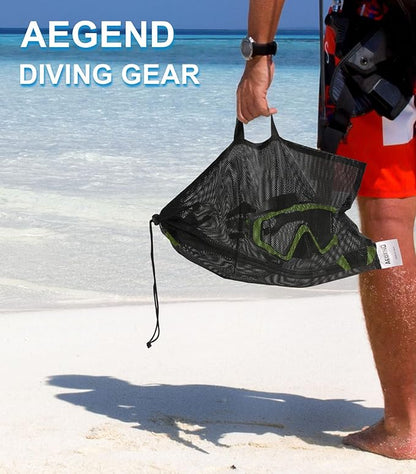 Aegend Snorkeling Gear for Adults Youth Kids, Dry Snorkel Set Panoramic View Enhanced Anti-Leak and Anti-Fog Technology, Adjustable Strap for Snorkeling Scuba Diving Swimming with Mesh Bag