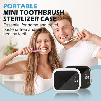 UV-C Toothbrush Cleaner, Portable Travel Cover for Manual/Electric Toothbrush, Magnetic Holder and Rechargeable Case for Any Size Toothbrush, White