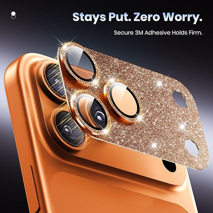 Hoerrye for iPhone 17 Pro Max Camera Lens Protector - [12FT Shatterproof Military Grade] [Strong Adsorption] Metal 9H+ Tempered Glass Camera Screen Full Cover Case Friendly,Cosmic Orange