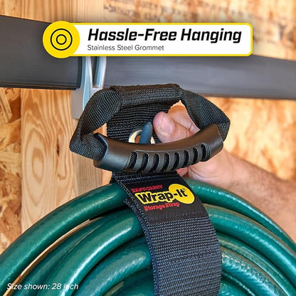 Easy-Carry Wrap-It Storage Straps - 28” (2-Pack) Blaze Orange with Grommet - Heavy Duty Wrap It Storage Straps and Extension Cord Wrap for Water Hose Storage