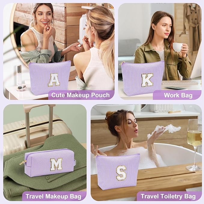 YOOLIFE Stocking Stuffers For Teen Girls Christmas Gifts For Teenage Girls Initial Makeup Bag | Cosmetic Travel Toiletry Bag | 9 10 11 12 13 14 15 Years Old | Teen Girl Gifts Trendy Stuff N