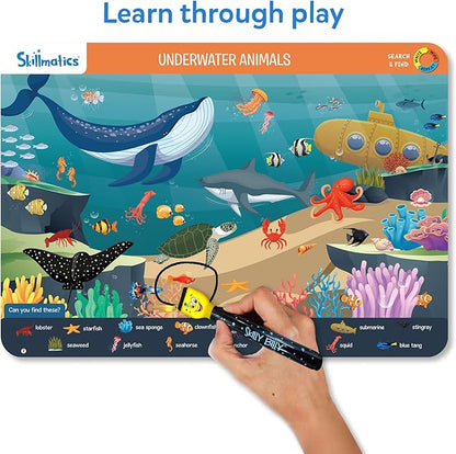 Skillmatics Search and Find Animals Educational Game - Reusable Preschool Learning Activities, Perfect for Toddlers & Kids Who Love Toys, Art & Crafts, Builds Vocabulary, Gifts for Ages 3, 4, 5, 6