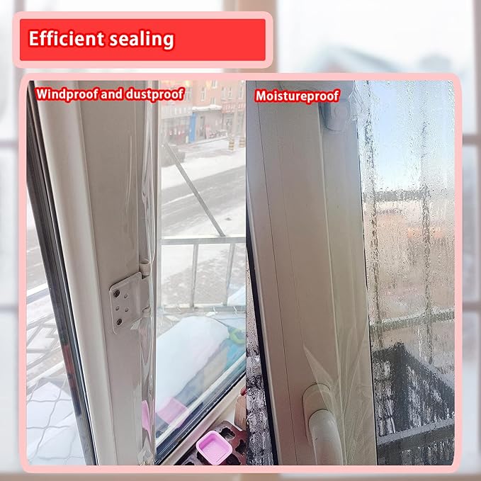 Birllaid Transparent Window Weather Sealing Tape, 2 Inch x 55 Yards (165 FT), Window AC Insulation Air Conditioner Sealing Tape, No Residue, Clear