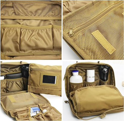 SMONT Tactical Toiletry Bag for Men, 9.5" Hanging Dopp Kit Shaving Hygiene Bag for Traveling Bathroom