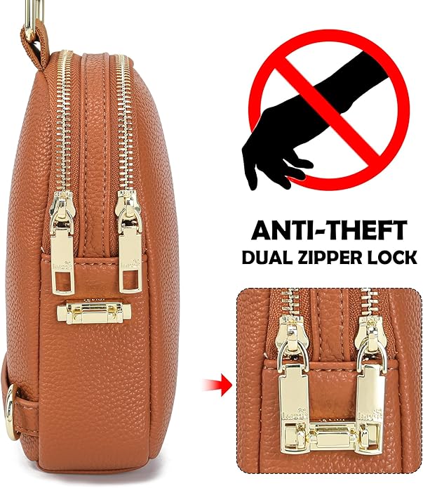 INICAT Small Anti Theft Crossbody Bags for Women, Vegan Leather Sling Cross Body Purse Travel Essentials Teen Girl Gifts