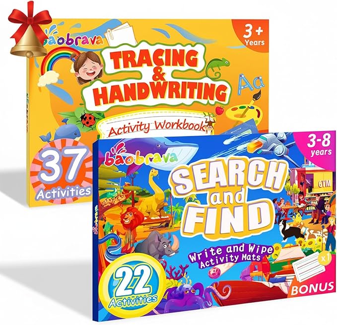 Search and Find Book and Handwriting Practice Books Set, More Than 50+ Preschool Learning Activities for Toddler and Kids 3-8, Travel Games for Road Trip Car Airplane