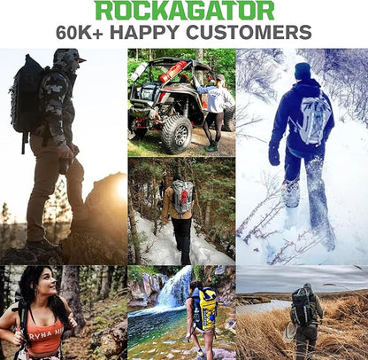 Rockagator Kanarra 90L Waterproof Backpack for Camping, Hiking, Mountaineering, Backpacking, Hunting, Fishing, Canoeing, Outdoor Activities, The Wet Outdoors - Large Capacity, Roll Top Closure, Tan