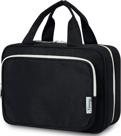 Narwey Travel Toiletry Bag for Women Large Hanging Makeup Bag Organizer Toiletries Bag for Full Size Essentials Accessories Cosmetics (Black (Large))