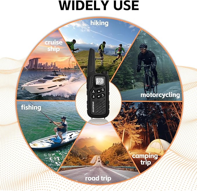 BAOFENG MP25 Walkie Talkies,Family Walkie Talkie Camping Essentials NOAA Weather Scan 155 Privacy Codes 22 FRS Channels 2PC (Black)