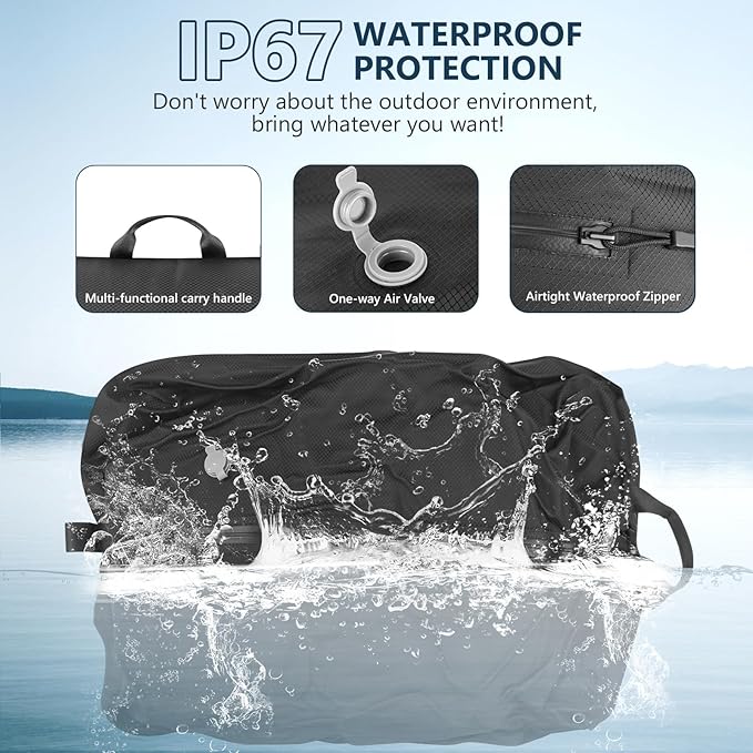 Dobaly 24L Vacuum Bags for Travel with 5KPa Pump, IP67 Reusable Vacuum Seal Bags for Carry On Suitcases Vacuum Packing Cubes for Luggage and Backpack Space Saver Durable (2PC+Pump)