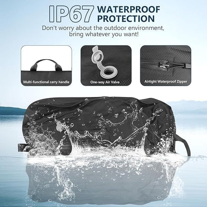 Dobaly 24L Vacuum Bags for Travel with 5KPa Pump, IP67 Reusable Vacuum Seal Bags for Carry On Suitcases Vacuum Packing Cubes for Luggage and Backpack Space Saver Durable (2PC+Pump)