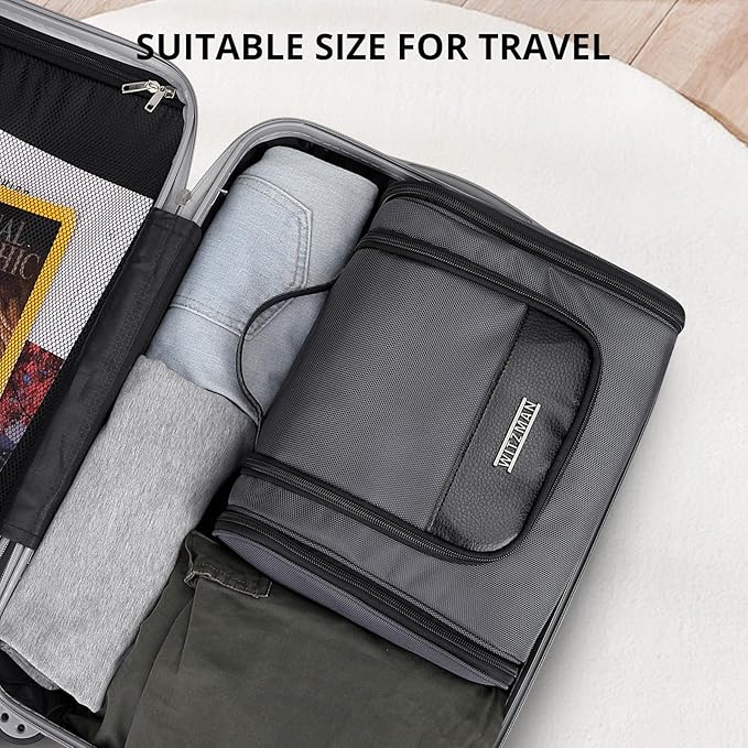 WITZMAN Toiletry Bag for Men Women Large Hanging Multi-organization Bathroom Bag Water-resistant Dopp Kit Shaving Bag Men(B690 Silvery Grey)