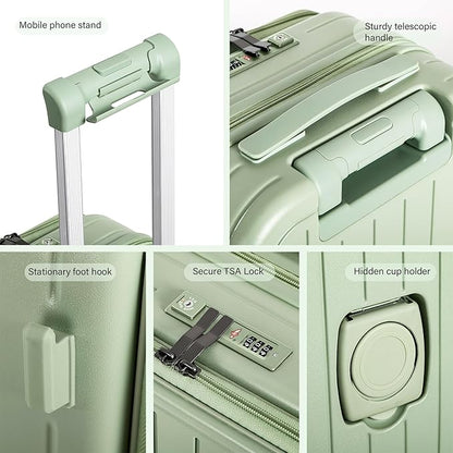 Luggage Sets 2 Piece Top Opening PC Hardside Suitcase with Spinner Wheel TSA Luggage(black)