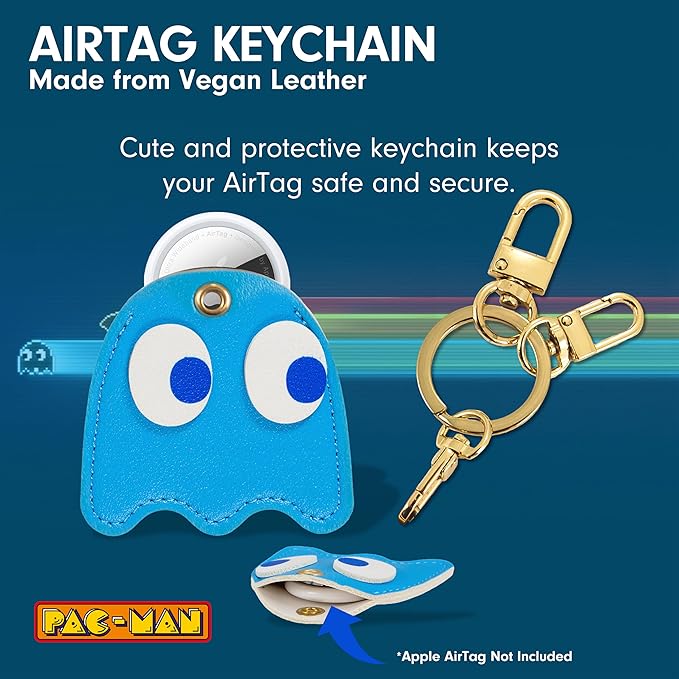 Sonix Keychain Case Compatible with Apple AirTag | Protective AirTag Cover Keychain Charm | Pac-Man Classic - Inky