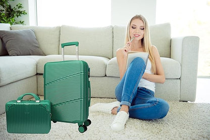 World Traveler VentureX Airline Approved 2-Piece Carry-On Luggage Set – Lightweight Hardside Polycarbonate Suitcase with Spinner Wheels - Green