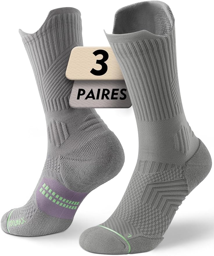 Womens Coolmax Bamboo Viscose Compression Running Crew Socks, Moisture-Wicking Anti-Blister Hiking&Gym Athletic
