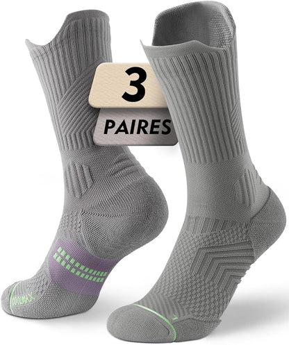 Womens Coolmax Bamboo Viscose Compression Running Crew Socks, Moisture-Wicking Anti-Blister Hiking&Gym Athletic