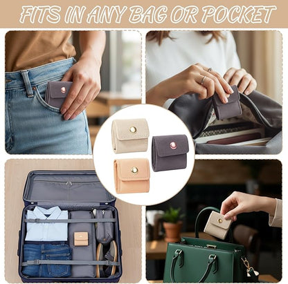 3 Pack Soft Organizer Pouches for Earrings Rings Accessories, Mini Jewelry Travel Case, Beige Pink Gray Compact Storage Bags, Lightweight Portable Jewelry Organizer