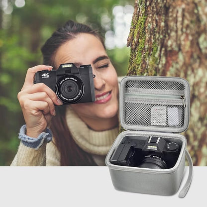 Vlogging Camera Case Compatible with for Duluvulu/for VJIANGER/for JGIPL/for TEBNGIHNM 4K Digital Cameras for Youtube. Vlog Camera Carrying Storage for Lens, Cable and Other Accessories - Grey