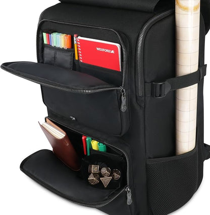 ENHANCE Collector's Edition DnD Backpack - RPG DM Bag for Dungeons and Dragons - DnD Bag fits 6-8 Books, 18" Laptop/DM Screen Slot, Miniature Foam Trays, Accessory Pockets, Map Strap (Dragon Black)