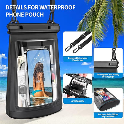 Large Floating Waterproof Phone Pouch, Cell Phone Dry Bag for iPhone 14/13/12/11 Pro Max, Galaxy S22/S21 All Phones, Universal Float Water Proof Bag for Beach Water Park【Oversize】