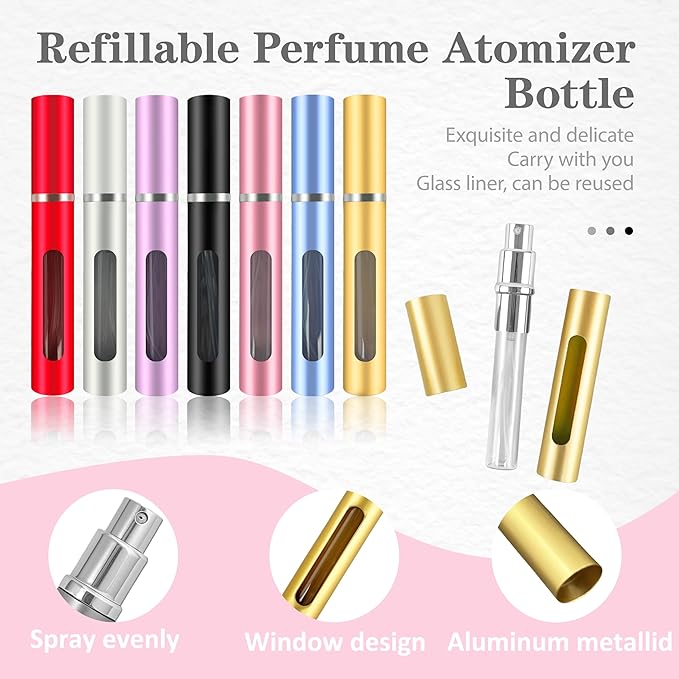4 Pack Refillable Mini Perfume Atomizer Bottle，Portable Separate Bottles,Travel and Outings Spray Boxes Dispensers 5ml/0.2oz (Golden)