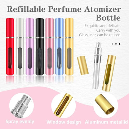 4 Pack Refillable Mini Perfume Atomizer Bottle，Portable Separate Bottles,Travel and Outings Spray Boxes Dispensers 5ml/0.2oz (Golden)