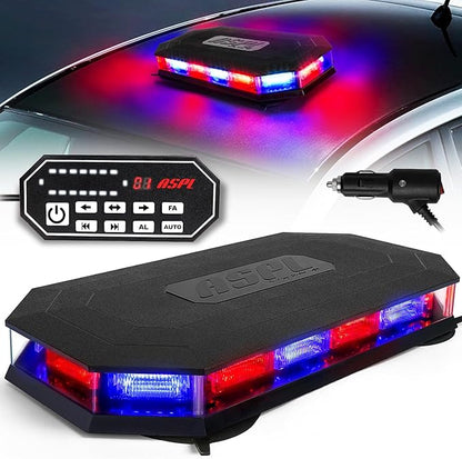 ASPL 16.5 Inch Roof Top Beacon Emergency Strobe Light with Controller 56 LED Magnetic Warning Caution lights bar Traffic Hazard Plow Light for Trucks Vehicles Construction Snowplow (Red/Blue)