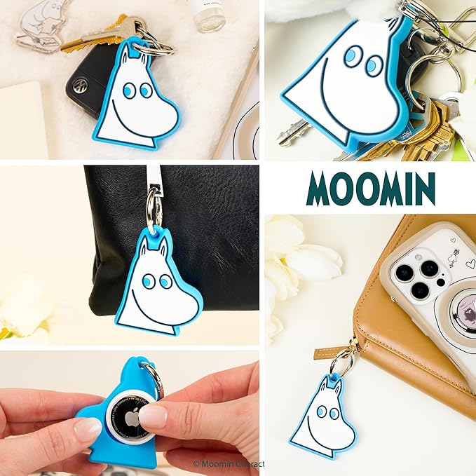 iFace Moomin Character Figure Case Compatible with Apple AirTags – Silicone Protective Keychain Cover [Carabiner Clip Included] – Moomintroll