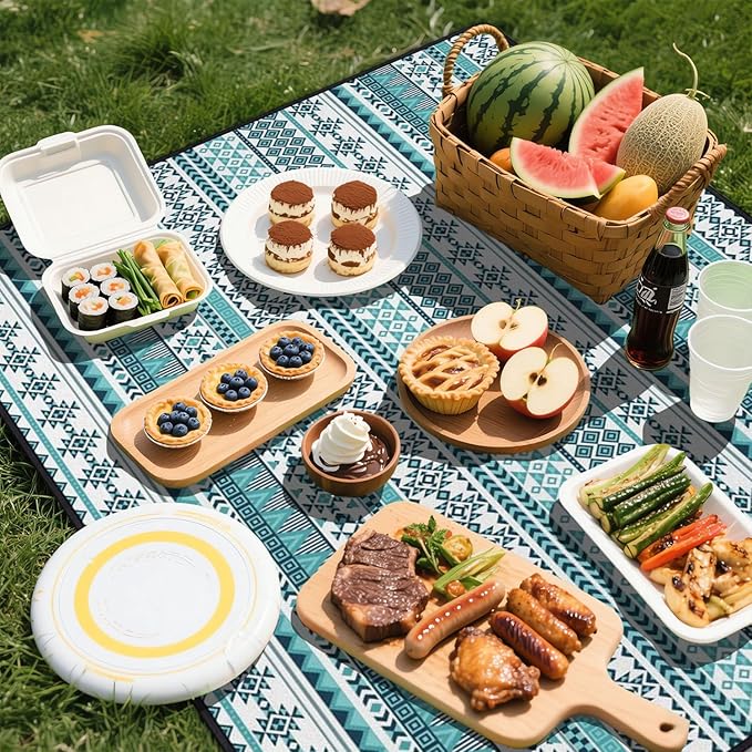 Extra Large Picnic Outdoor Blanket 80''x80'' Waterproof and Sandproof Picnic Mat for Beach Foldable Camping Accessories for Grass Lawn Park