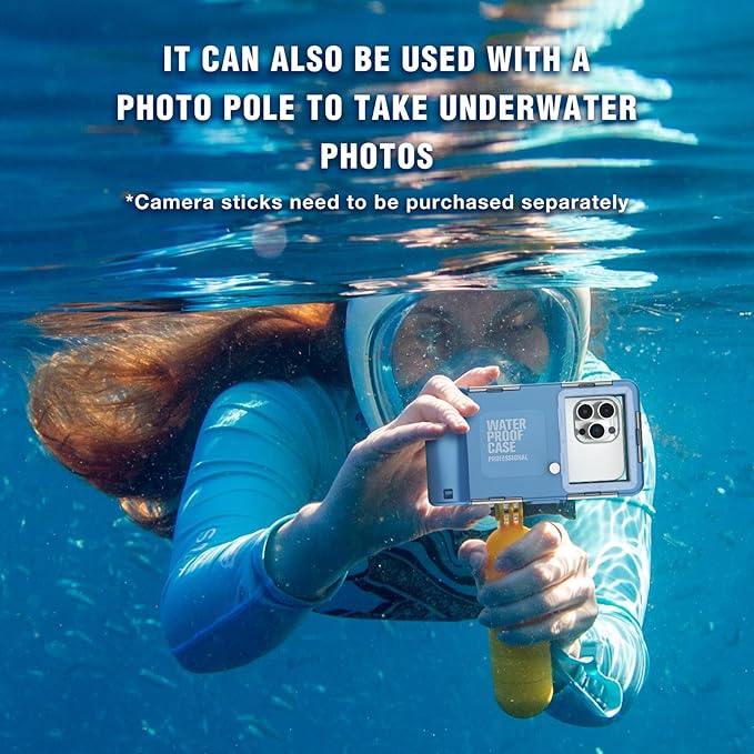 2026Underwater Snorkeling Diving Phone Case for iPhone 17/16/15/14/13Pro Max Galaxy S25/ S24/S23/S22/.[50ft/15m] Professional Scuba Dive Waterproof Case Underwater Photo Video Cove Blue