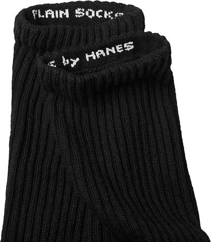 Hanes Unisex Plain White Socks Pack or Plain Black Socks Pack, Men's, Women's & Teen Sizes, Crew and Ankle 6-Packs
