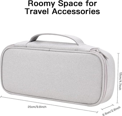 Cord Organizer Travel Case, Portable Tech Organizer Pouch Bag for Cable & Charger, Tech Electronics, Travel Essentials (Light Grey)