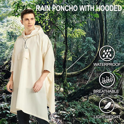 salamra Hooded Rain Poncho Waterproof Raincoat Jacket for Men/Women/Adults with Pocket
