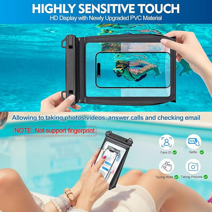 Large Floating Waterproof Phone Pouch [with Sealing Strip], Cell Phone Dry Bag for iPhone 16 15 14 13 12 Pro Max Galaxy Google All Devices, Float Waterproof Bag for Beach Vacation