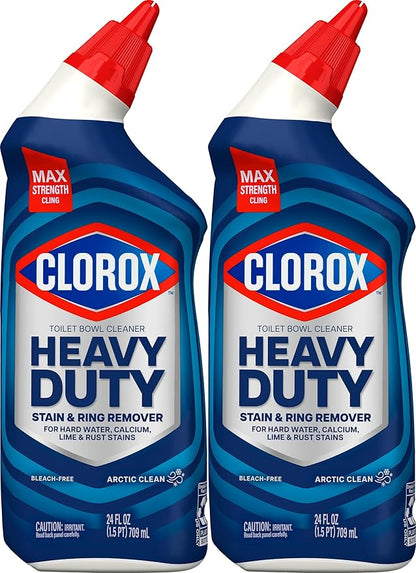 Clorox Toilet Bowl Cleaner Heavy Duty Stain and Ring Remover, Arctic Clean, 24 Fl Oz., Pack of 2