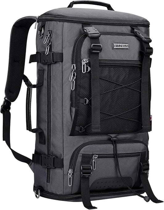 WITZMAN Travel Backpack for Men Convertible Large Carry on Backpack with Shoe Compartment for Airplanes Fit 17 Inch Laptop(B689 Silvery Grey)