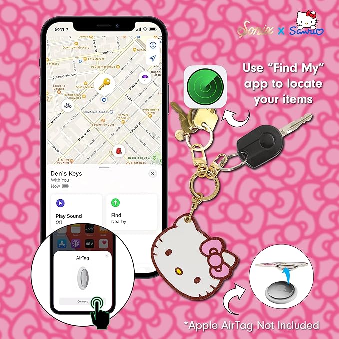 Sonix Keychain Case Compatible with Apple AirTag | Protective AirTag Cover Keychain Charm | Hello Kitty Light Pink