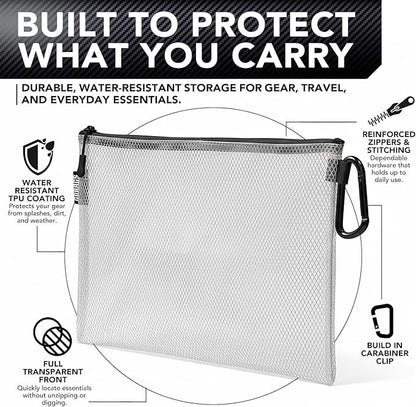 GOBAGS Air Production Multi‑Size Clear Zipper Pouch (4‑Pack) – Cable Organizer & Travel Gear Bag for Electronics, Camera Accessories, Tool Pouch & Small Tech Storage