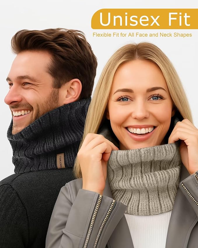 Winter Neck Gaiter for Men – 3 Pack Ski Neck Warmer, Fleece Face Mask Cover, Cold Weather Neck, Neck Warmers