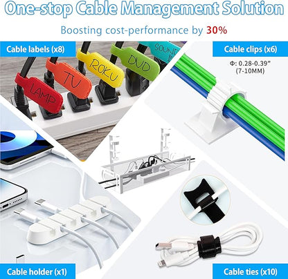 No Drill Under Desk Cable Management Tray, SONATURE 15.7" Cord Organizer for Table, Clamp Mount Desk Cable Management, Premium Carbon Steel Cable Organizer for Office, Home (White)
