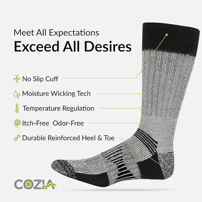 COZIA Merino Wool Socks for Men and Women Warm thermal Boot Hiking Socks 3 Pairs
