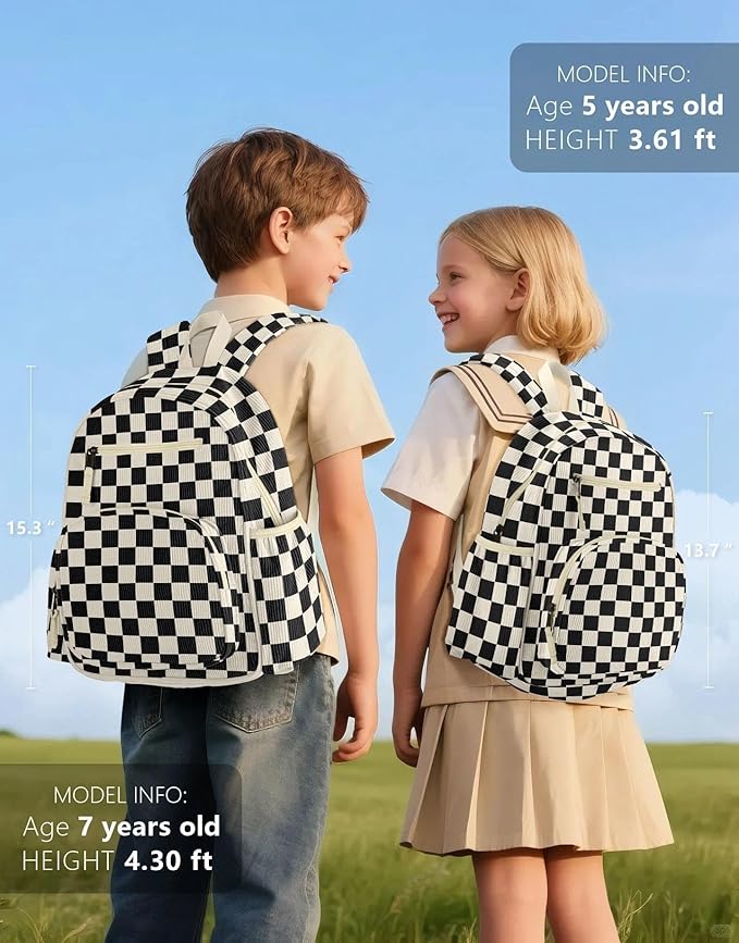 Corduroy Kids Backpack, Lightweight Boys Backpack 5-9, Boy Bookbag for Elementary School 15.3" H Fit Folder