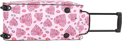 Betsey Johnson Designer Carry On Luggage Collection - Lightweight Pattern 22 Inch Duffel Bag- Weekender Overnight Business Travel Suitcase with 2- Rolling Spinner Wheels (Lips XOX)