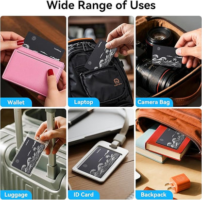 2Pack for Air Tag Wallet Tracker Card 0.07in IP68 Waterproof Bluetooth Tracker Smart Finder, Passport, Work with Apple Find My, Wireless Charging, Card Locator[Apple MFi Certified] iOS Only