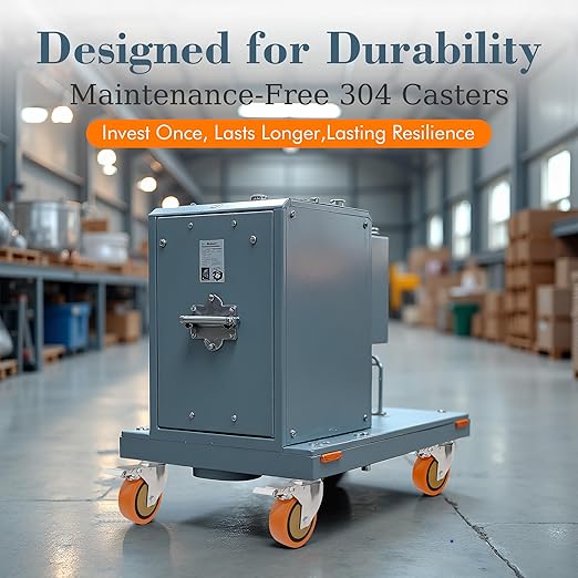 3 Inch 304 Stainless Steel Caster Wheels with Brake, Set of 2, 360° Swivel Rust-Resistant Industrial Casters for Kitchen, Restaurant, Lab, Hospital, Furniture, Workbench