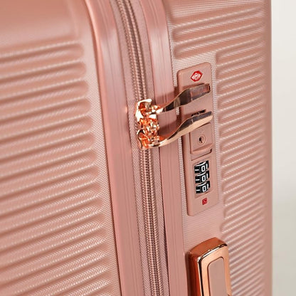 Merax Luggage Sets 4 Piece with Cosmetic Case TSA Lock, Hardside ABS Carry On Suitcase with YKK Zippers Lightweight Rolling Travel Luggage Sets with Spinner Wheels,14+20+24+28 IN,Rose Gold