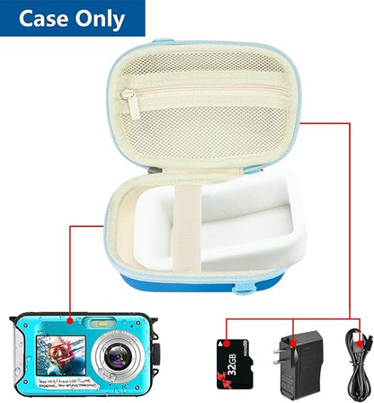 Leayjeen Underwater Camera Case Compatible with YISENCE/Trsunow/HICSHON/Yifecial/QUNVAL 11FT Waterproof Camera，Selfie Underwater Camera, Waterproof Floatable Digital Camera-Deep Blue(Case Only)