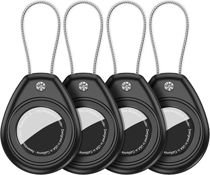 HATALKIN Compatible with AirTag Holder Air Tag Keychain Case with Screen Protector, IP68 Waterproof Air Tags Key Chain for Apple Tag GPS Tracker, Air Tags-4 Pack Holder for Luggage Key,Backpack